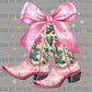 Christmas Pink Cowgirl Boots Ready to Press Transfer DTF Transfer Sublimation Transfer
