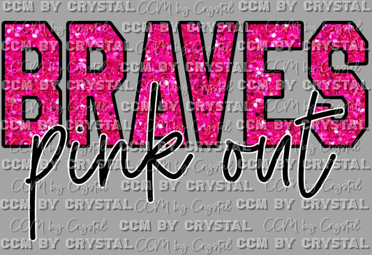 Pink Out Braves Ready to Press Transfer DTF Transfer Sublimation Transfer