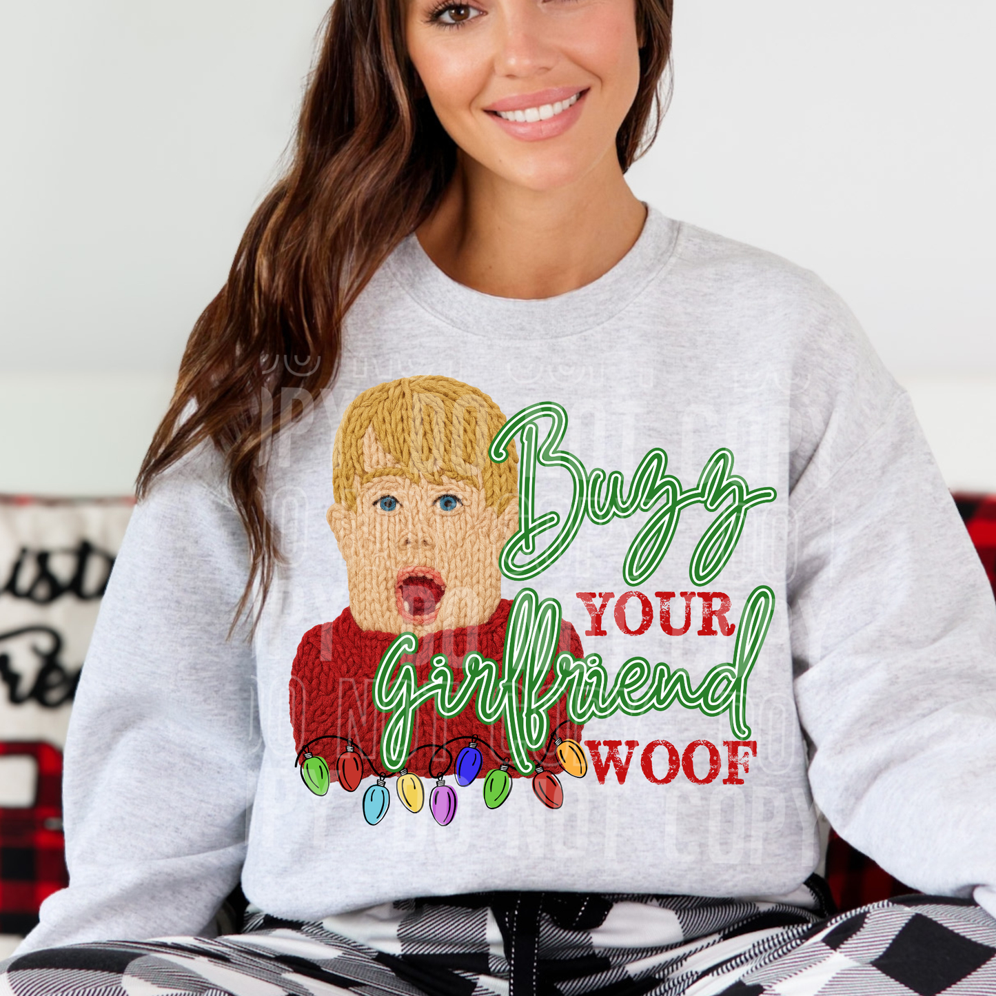 Christmas Boy Faux Fake Yarn Ready to Press Transfer Instant Peel DTF Transfer Sublimation Transfer