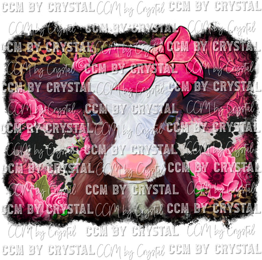Baby Cow Pink Ready to Press Transfer