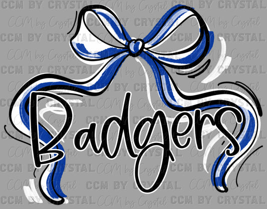Badgers Bow Sports Mascot Ready to Press Transfer DTF Transfer Sublimation Transfer