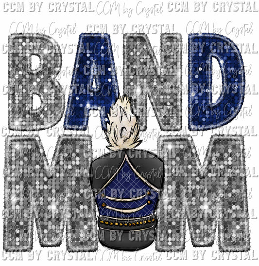 Band Mom Blue and Silver Ready To Press Transfer