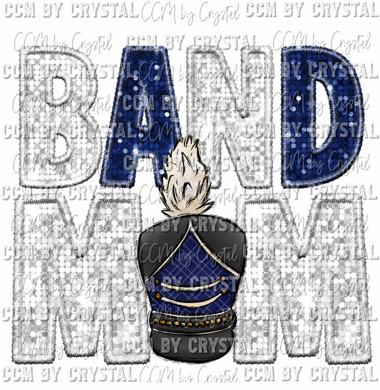 Band Mom Blue and White Ready To Press Transfer