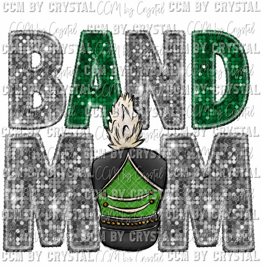 Band Mom Green and Silver Ready To Press Transfer