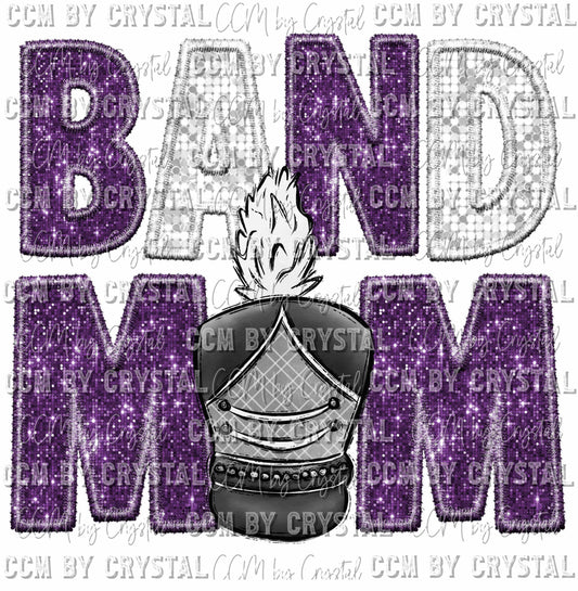 Band Mom Purple and White Ready To Press Transfer