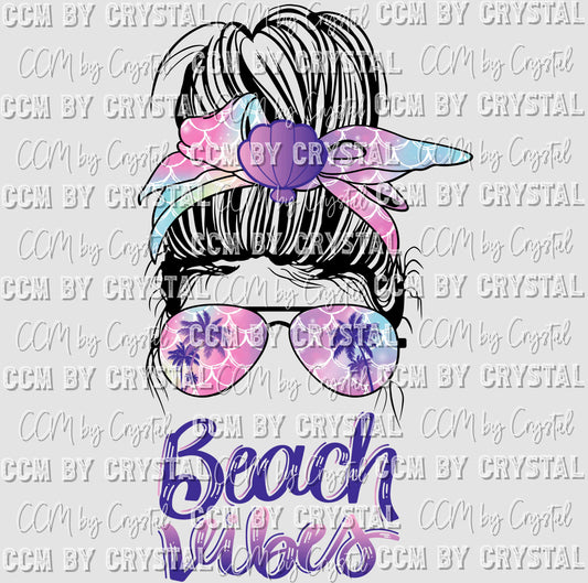 Beach Vibes Messy Bun Ready to Press Transfer