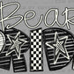 Bear Pride Stars Checkered Sports Mascot Ready to Press Transfer DTF Transfer Sublimation Transfer
