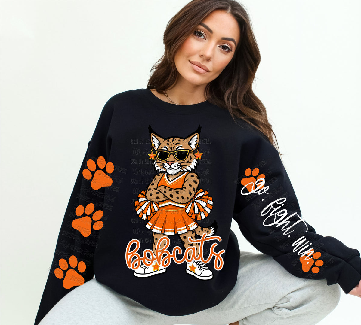 Bobcats Orange Cheerleader Go Fight Win T-Shirt Sweatshirt
