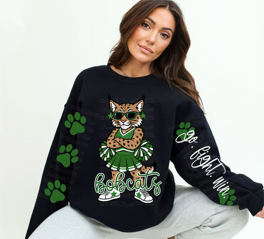 Bobcats Green Cheerleader Go Fight Win T-Shirt Sweatshirt