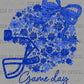 Game Day Football Helmet Floral Blue Navy Bow Flowers Sports Ready to Press Transfer DTF Transfer Sublimation Transfer