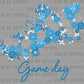 Game Day Cleat Floral Light Blue Silver White Flowers Football Sports Ready to Press Transfer DTF Transfer Sublimation Transfer