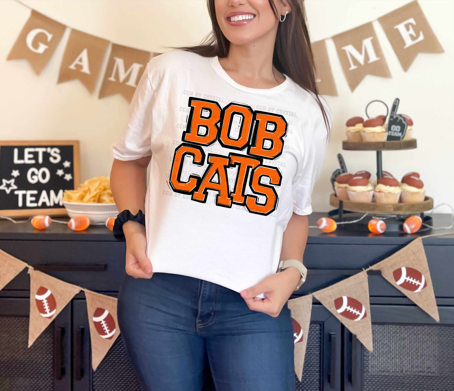 Bobcats Orange Mascot Sports Ready to Press Transfer DTF Transfer Sublimation Transfer