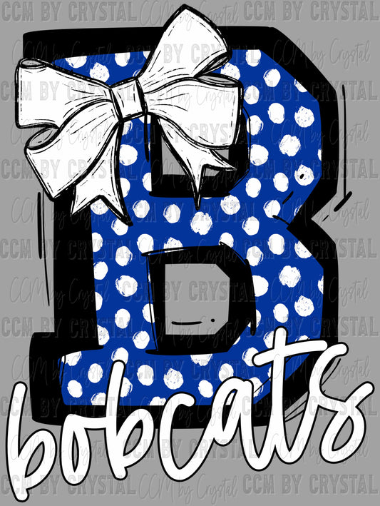 Bobcats Bow Dots Sports Mascot Ready to Press Transfer DTF Transfer Sublimation Transfer