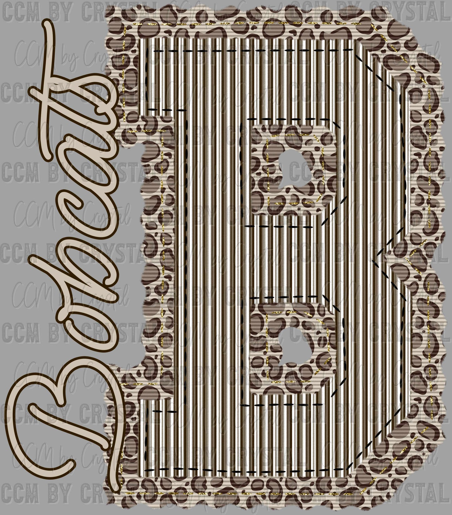 Bobcats Faux Embroidery Stripes Leopard Print Sports Mascot Ready to Press Transfer DTF Transfer Sublimation Transfer