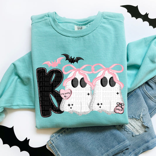 Spooky Girl Boo Ghosts Halloween Ready to Press Transfer DTF Transfer