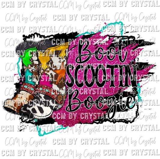 Boot Scootin' Boogie Cowboy Boots Ready to Press Transfer