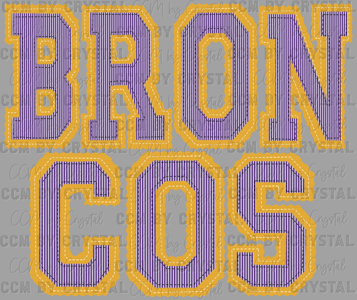 Broncos Faux Embroidery Stripes Sports Mascot Ready to Press Transfer DTF Transfer Sublimation Transfer