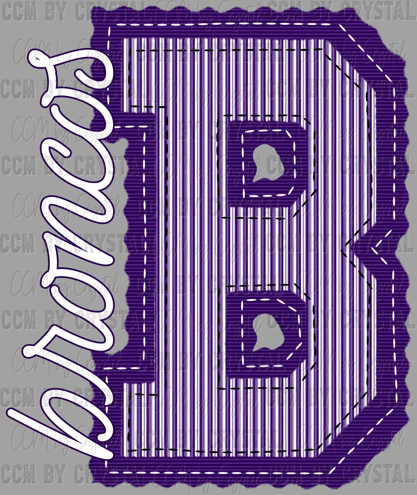Broncos Faux Embroidery Stripes Purple Sports Mascot Ready to Press Transfer DTF Transfer Sublimation Transfer