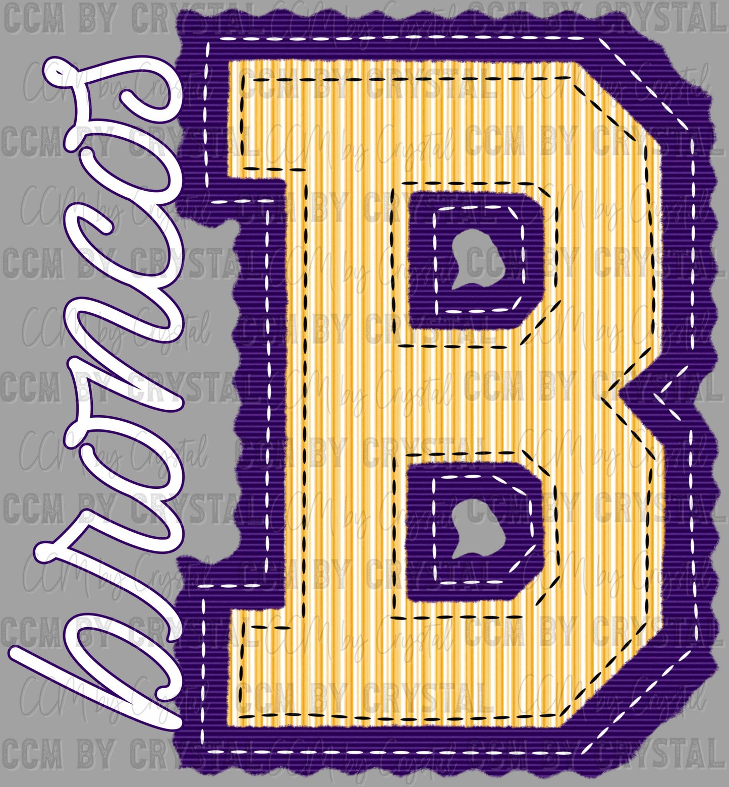 Broncos Faux Embroidery Stripes Sports Mascot Ready to Press Transfer DTF Transfer Sublimation Transfer