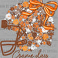 Game Day Football Helmet Floral Orange Brown White Bow Flowers Sports Ready to Press Transfer DTF Transfer Sublimation Transfer
