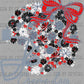 Game Day Football Helmet Floral Red Black White Grey Bow Flowers Sports Ready to Press Transfer DTF Transfer Sublimation Transfer