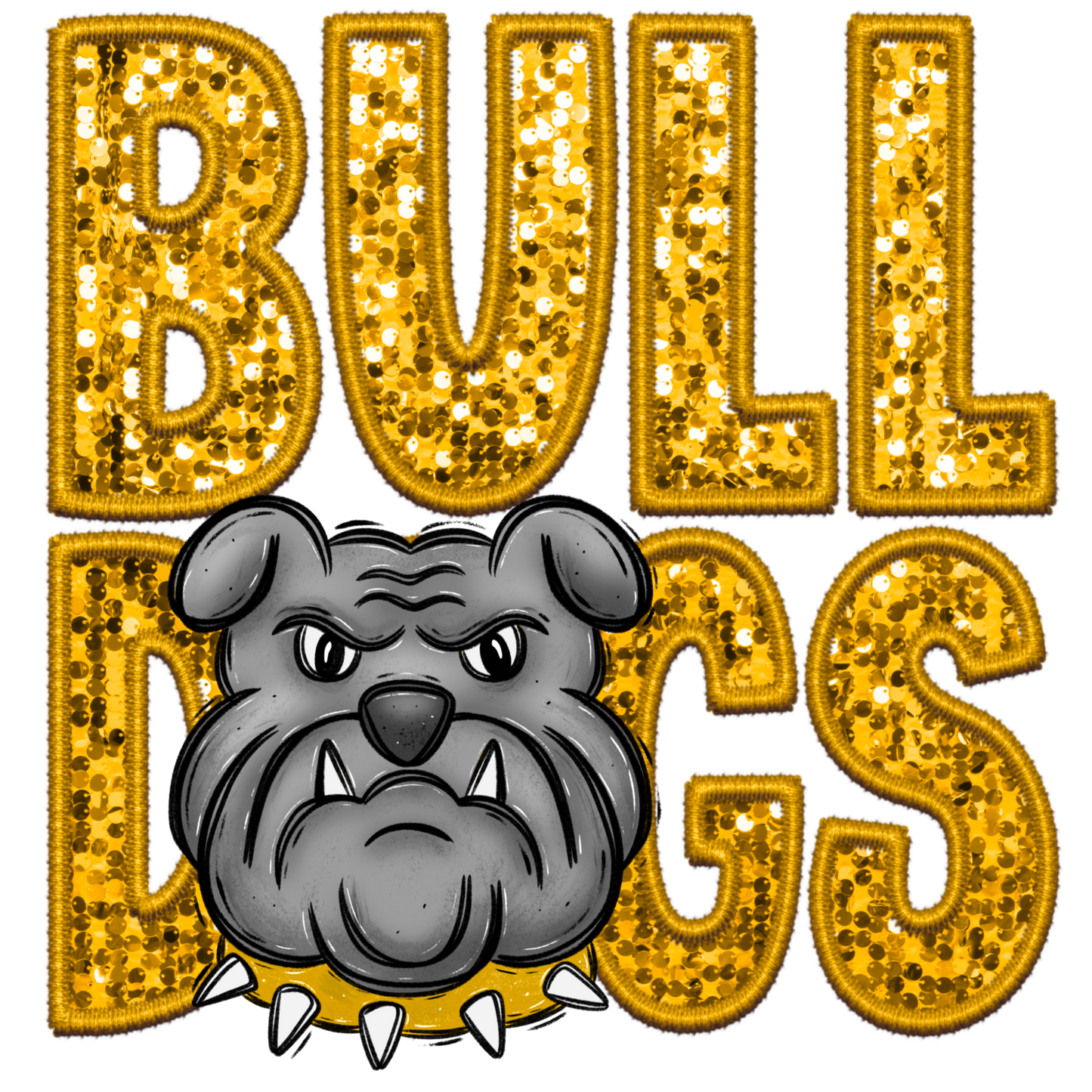 Bulldogs Faux Sequins Faux Embroidery Ready to Press Transfer DTF Transfer Sublimation Transfer