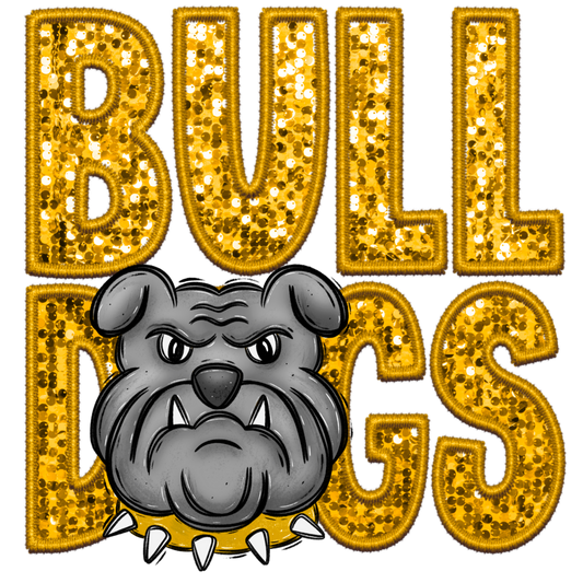 Bulldogs Faux Sequins Faux Embroidery Ready to Press Transfer DTF Transfer Sublimation Transfer