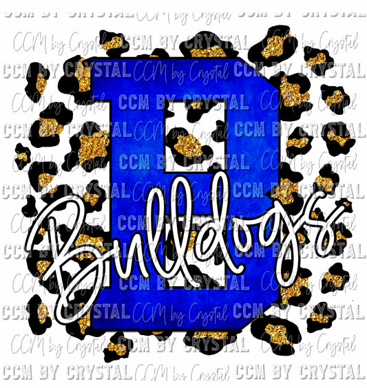 B Bulldogs Blue Gold Leopard Ready To Press Transfer