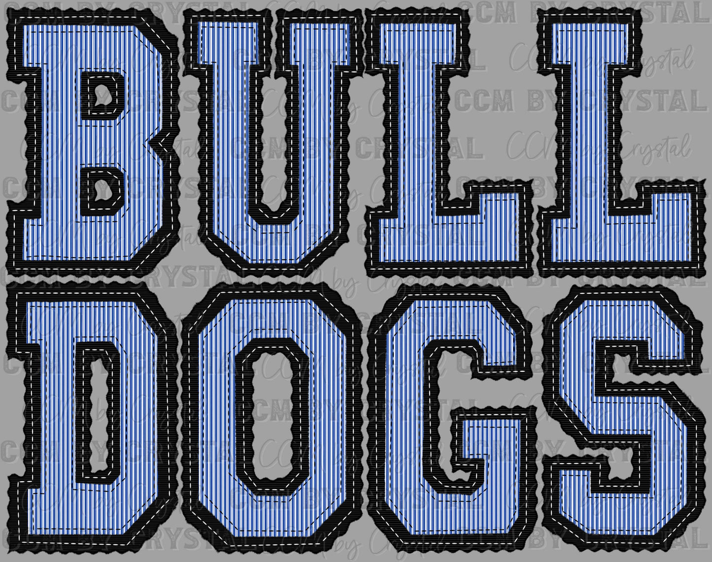 Bulldogs Faux Embroidery Stripes Blue Sports Mascot Ready to Press Transfer DTF Transfer Sublimation Transfer