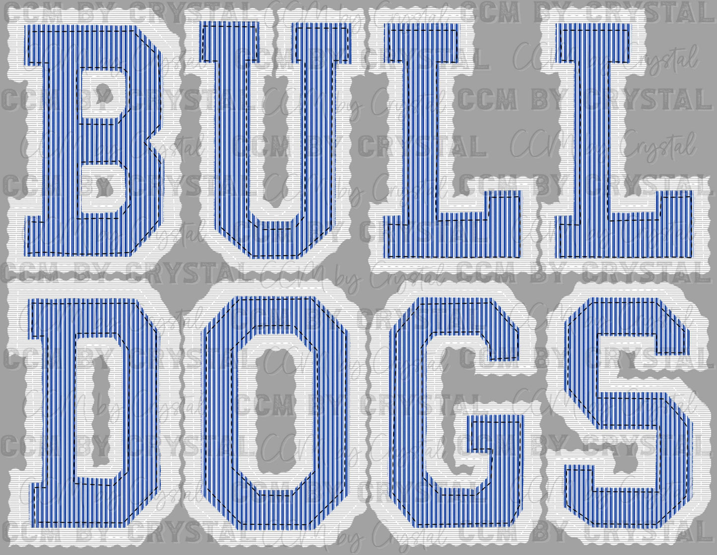 Bulldogs Faux Embroidery Stripes Blue Sports Mascot Ready to Press Transfer DTF Transfer Sublimation Transfer