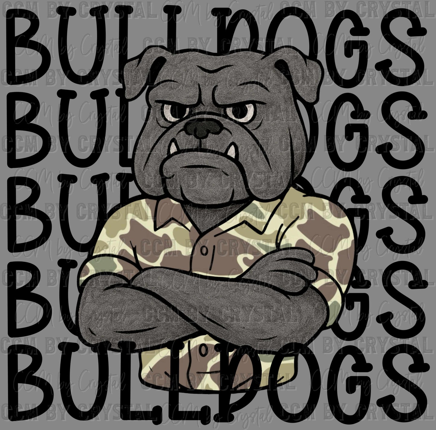 Bulldogs Camo Stacked Sports Mascot Ready to Press Transfer DTF Transfer Sublimation Transfer