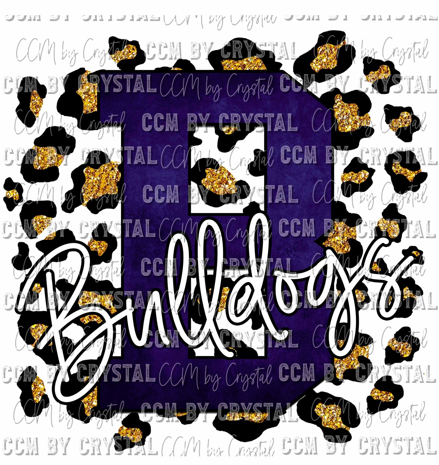 Bulldogs Dark Blue Gold Leopard Ready To Press Transfer