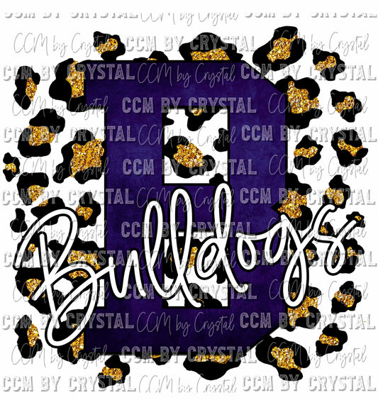 Bulldogs Dark Blue Gold Leopard Ready To Press Transfer