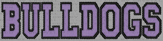 Bulldogs Faux Embroidery Stripes Purple Sports Mascot Ready to Press Transfer DTF Transfer Sublimation Transfer
