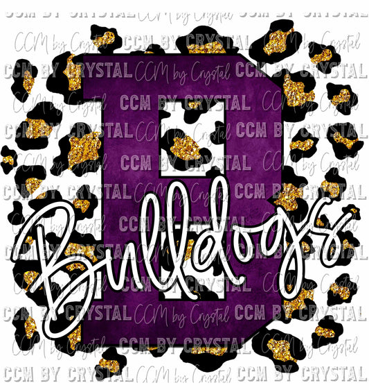 B Bulldogs Purple Gold Leopard Ready To Press Transfer