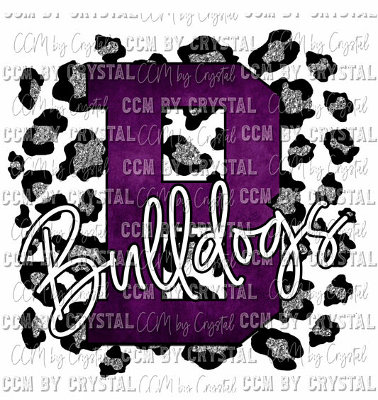Bulldogs Purple Silver Leopard Ready To Press Transfer