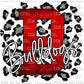B Bulldogs Red Silver Leopard Ready To Press Transfer