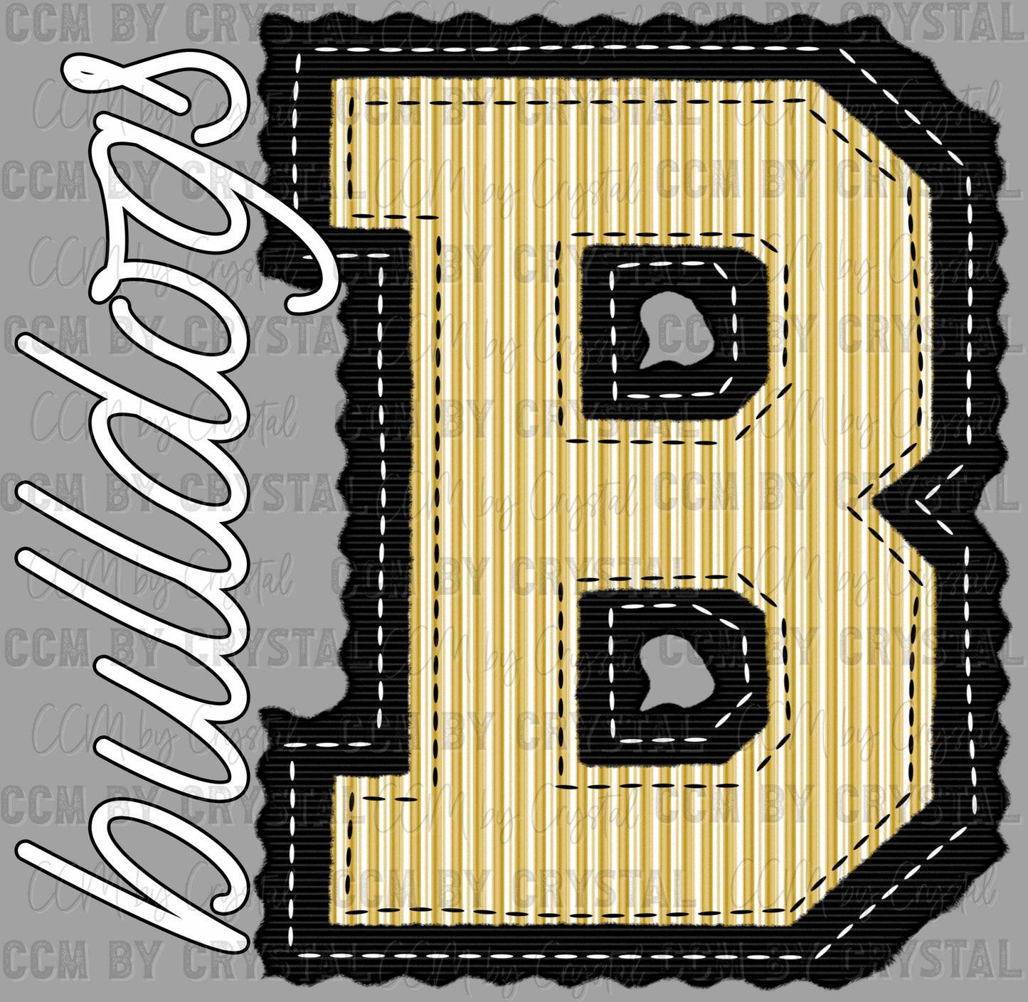 Bulldogs Faux Embroidery Stripes Sports Mascot Ready to Press Transfer DTF Transfer Sublimation Transfer
