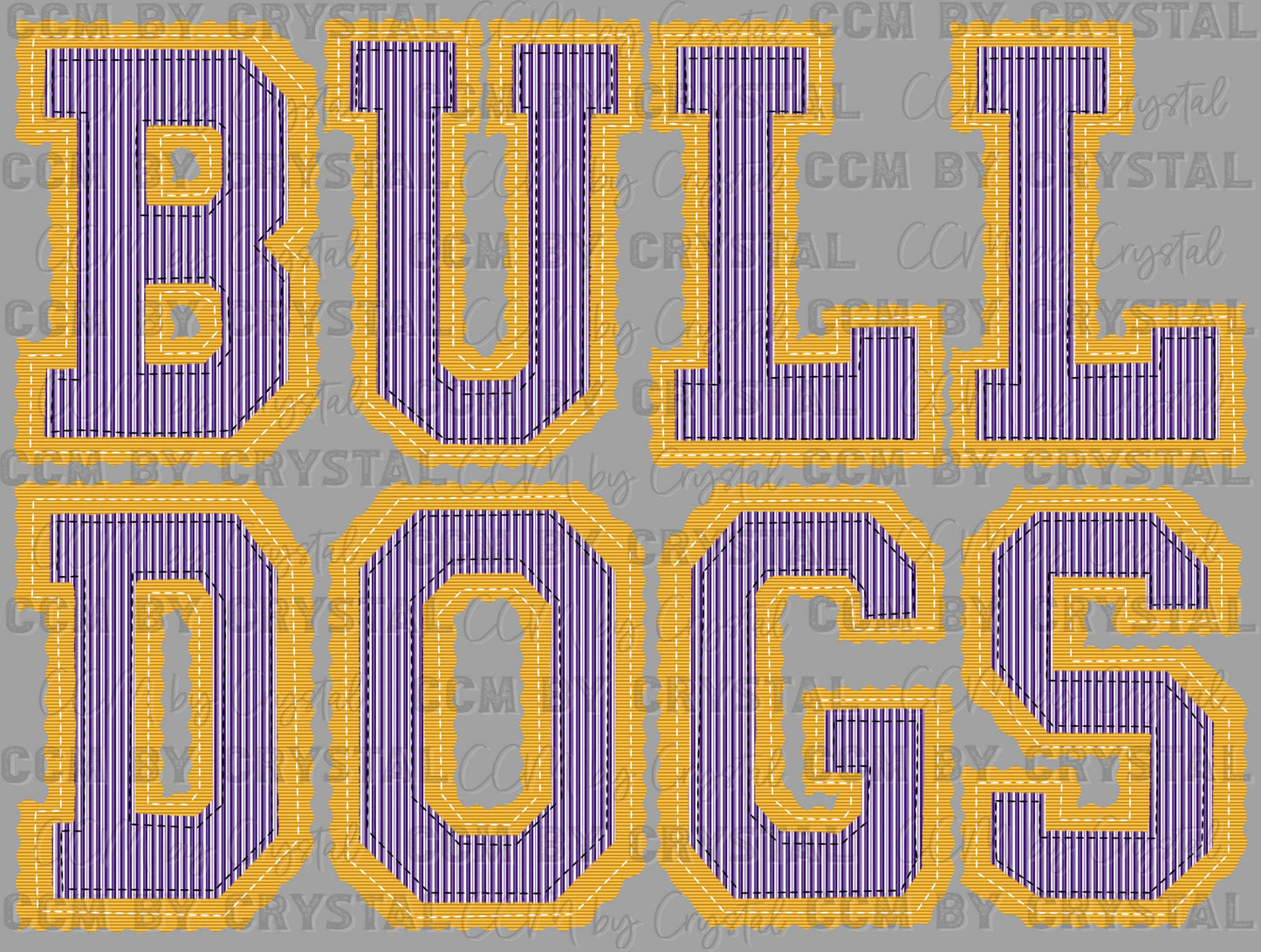 Bulldogs Faux Embroidery Stripes Sports Mascot Ready to Press Transfer DTF Transfer Sublimation Transfer