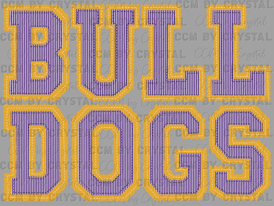 Bulldogs Faux Embroidery Stripes Sports Mascot Ready to Press Transfer DTF Transfer Sublimation Transfer