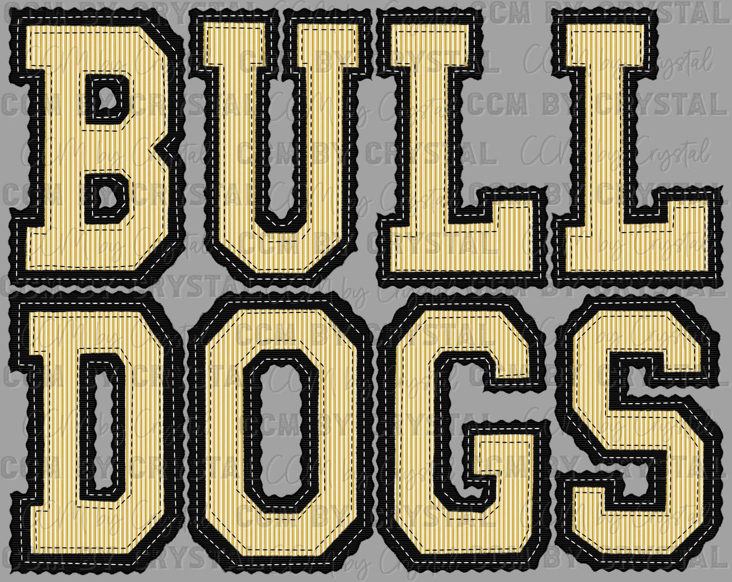 Bulldogs Faux Embroidery Stripes Yellow Sports Mascot Ready to Press Transfer DTF Transfer Sublimation Transfer