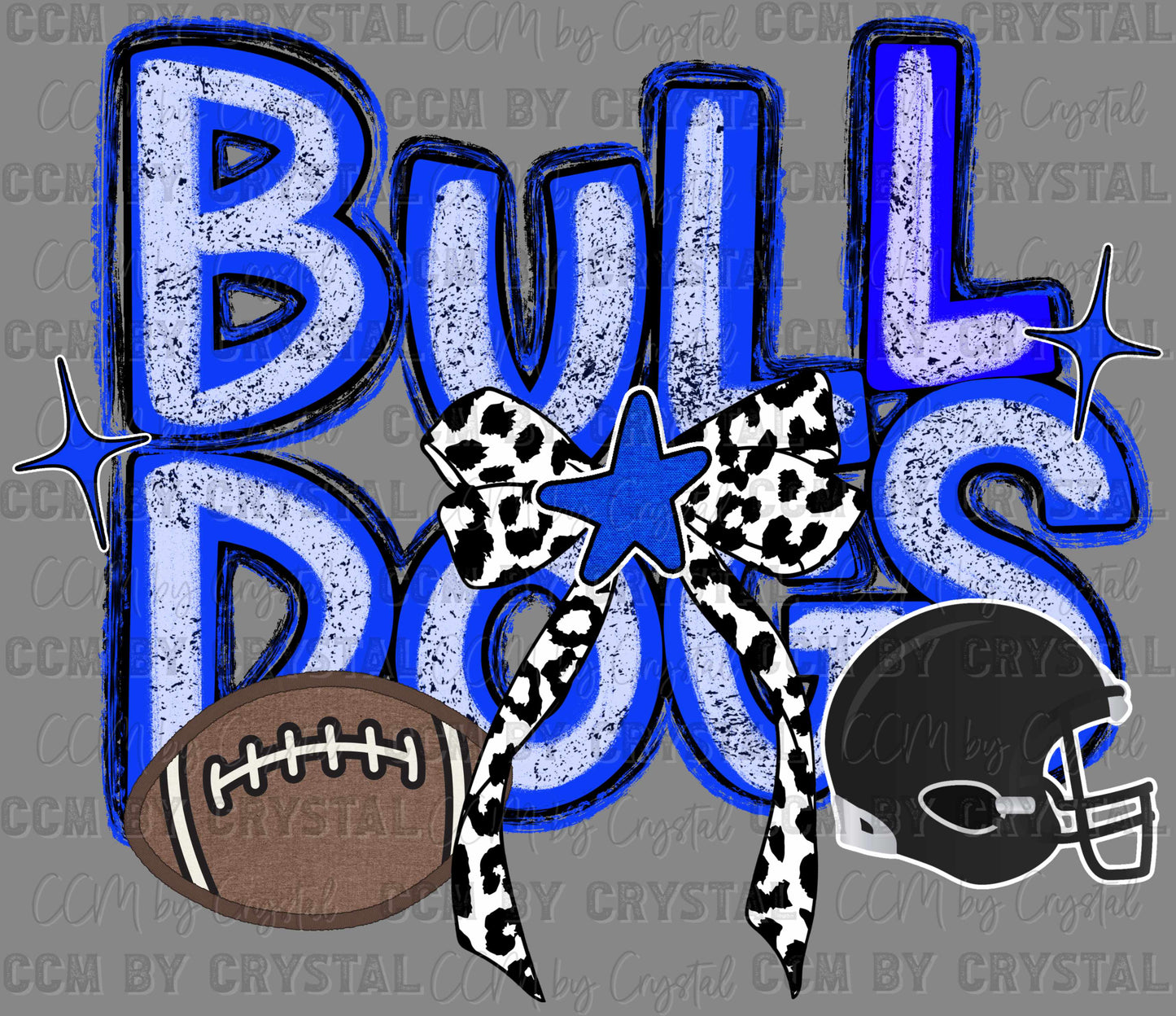 Bulldogs Football Bow Star Sports Mascot Ready to Press Transfer DTF Transfer Sublimation Transfer