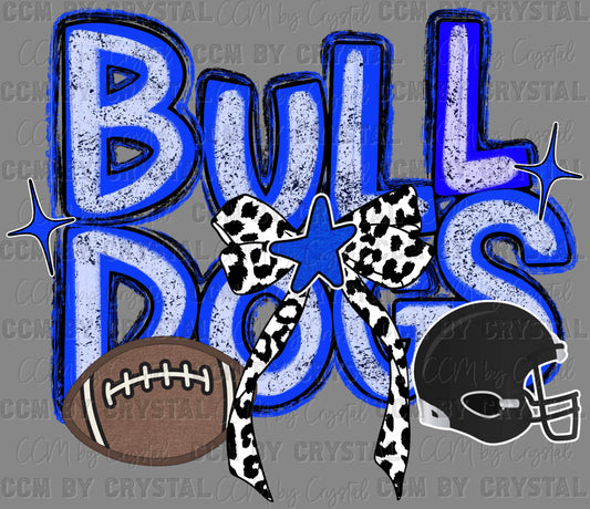 Bulldogs Football Bow Star Sports Mascot Ready to Press Transfer DTF Transfer Sublimation Transfer