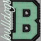 Bulldogs Faux Embroidery Stripes Green Sports Mascot Ready to Press Transfer DTF Transfer Sublimation Transfer