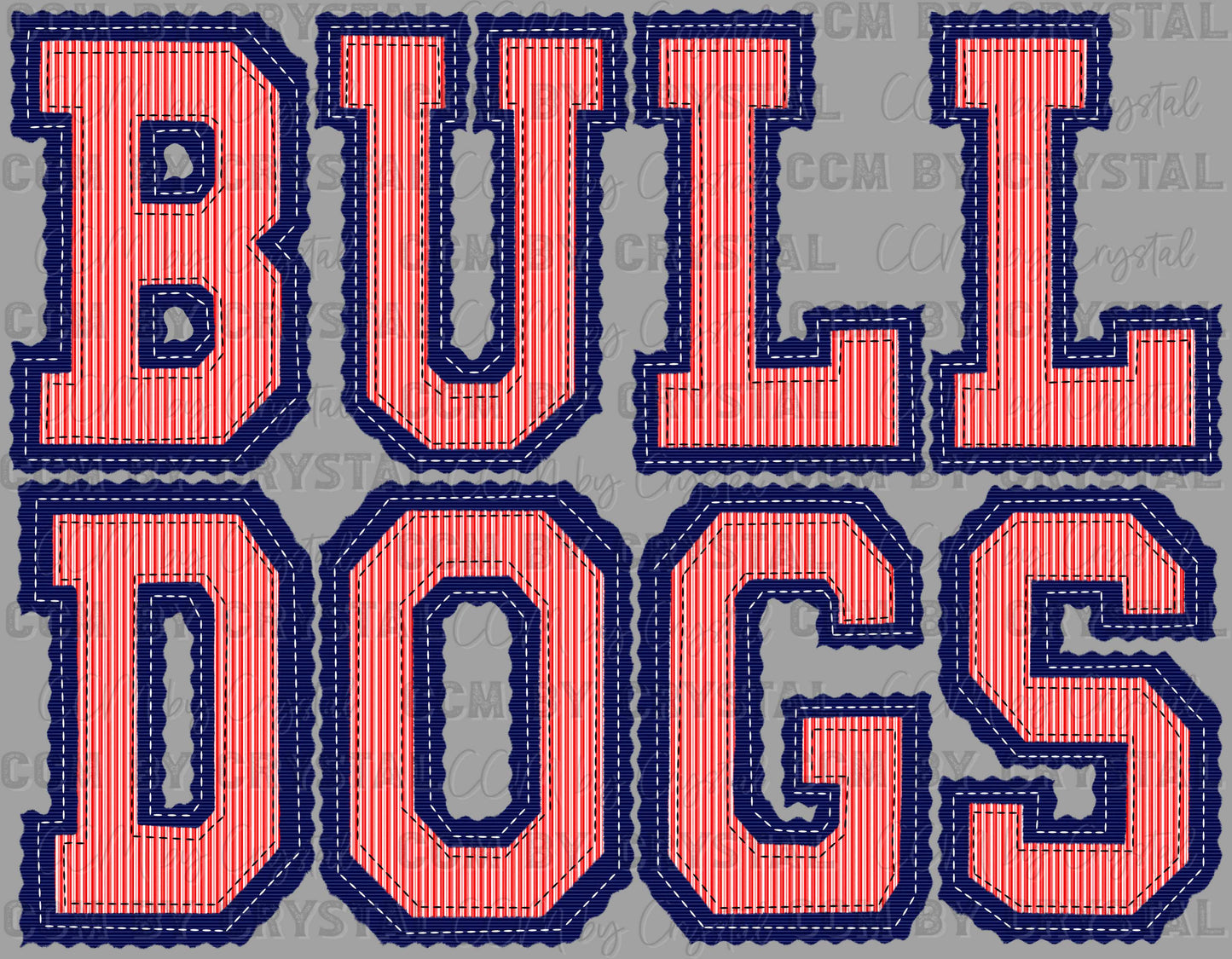 Bulldogs Faux Embroidery Stripes Sports Mascot Ready to Press Transfer DTF Transfer Sublimation Transfer