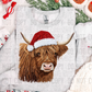 Highland Cow Christmas Santa Hat Fake Faux Yarn Ready to Press Transfer DTF Transfer Sublimation Transfer