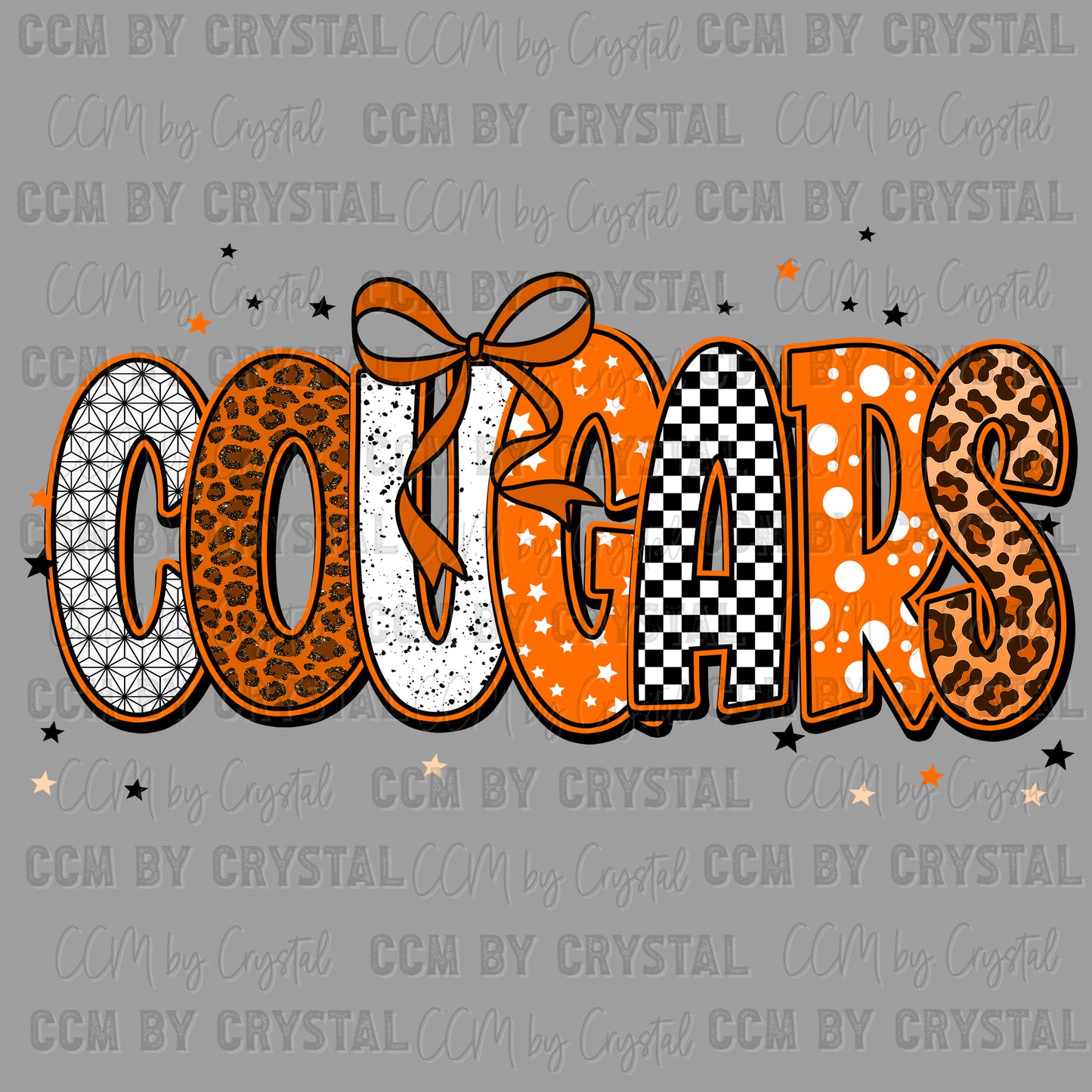 Cougars Orange Mascot Ready to Press Transfer DTF Transfer Sublimation Transfer