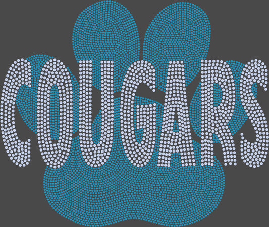 Cougars Paw 2-Color Approximately 11" wide Spangle Transfer