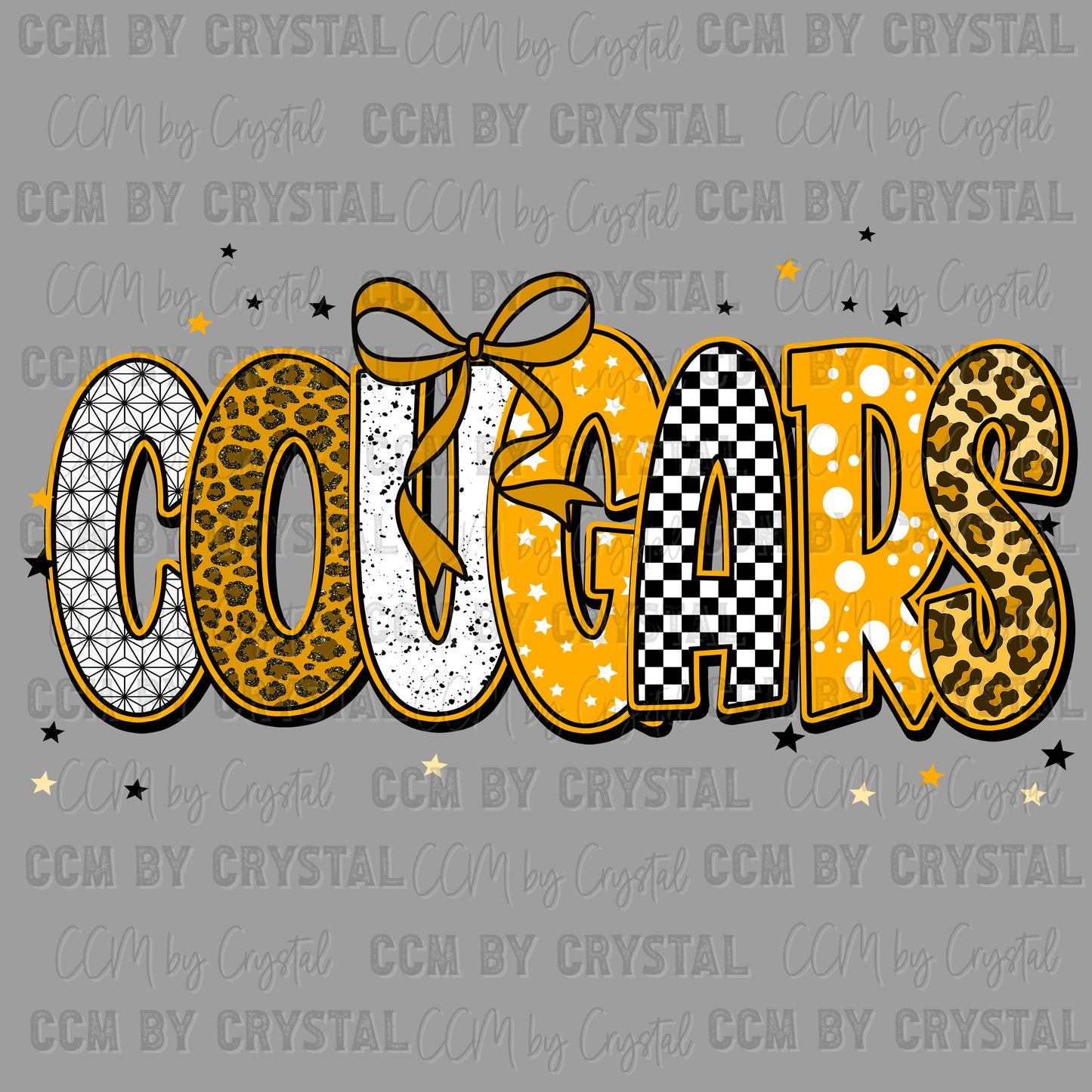 Cougars Yellow Mascot Ready to Press Transfer DTF Transfer Sublimation Transfer