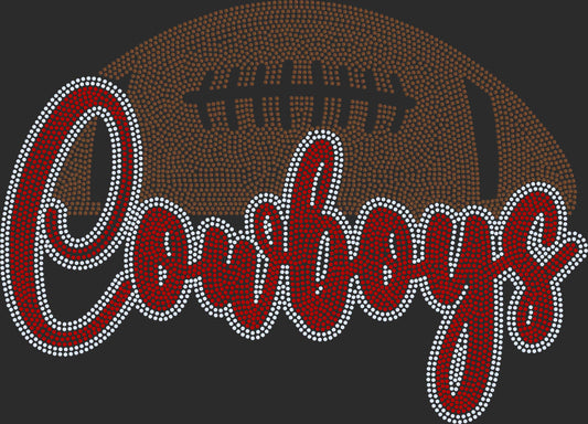 Cowboys Football 3-Color Approximately 11" wide Spangle Transfer